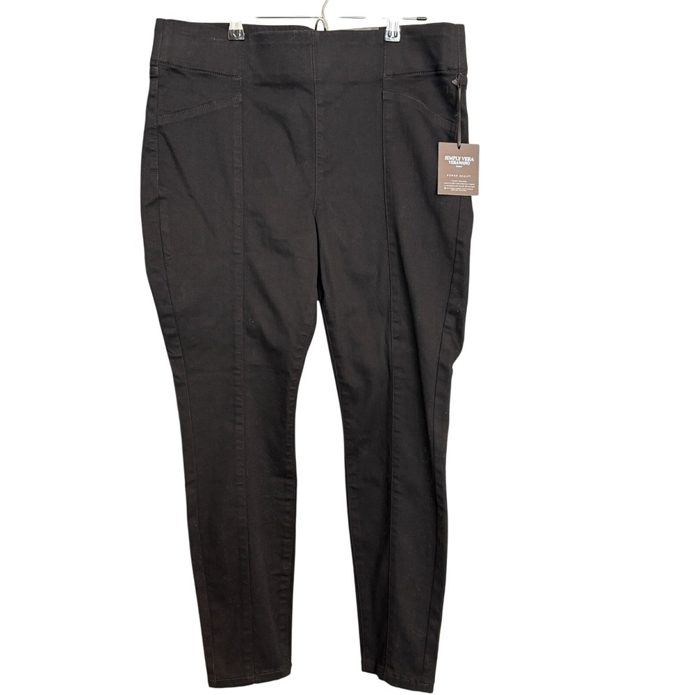 NWT Simply Vera Vera Wang Pull-On Legging Pants 14S Black Denim Stretch Casual